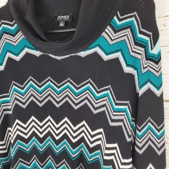 Jones New York Chevron Striped Cowl Neck Sweater - Picture 4 of 6